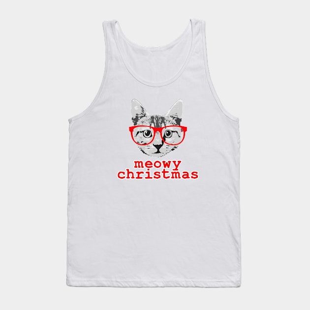 Funny Christmas - Meowy Christmas Tank Top by robotface